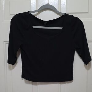 Express Black Scoop-Neck Cropped Top